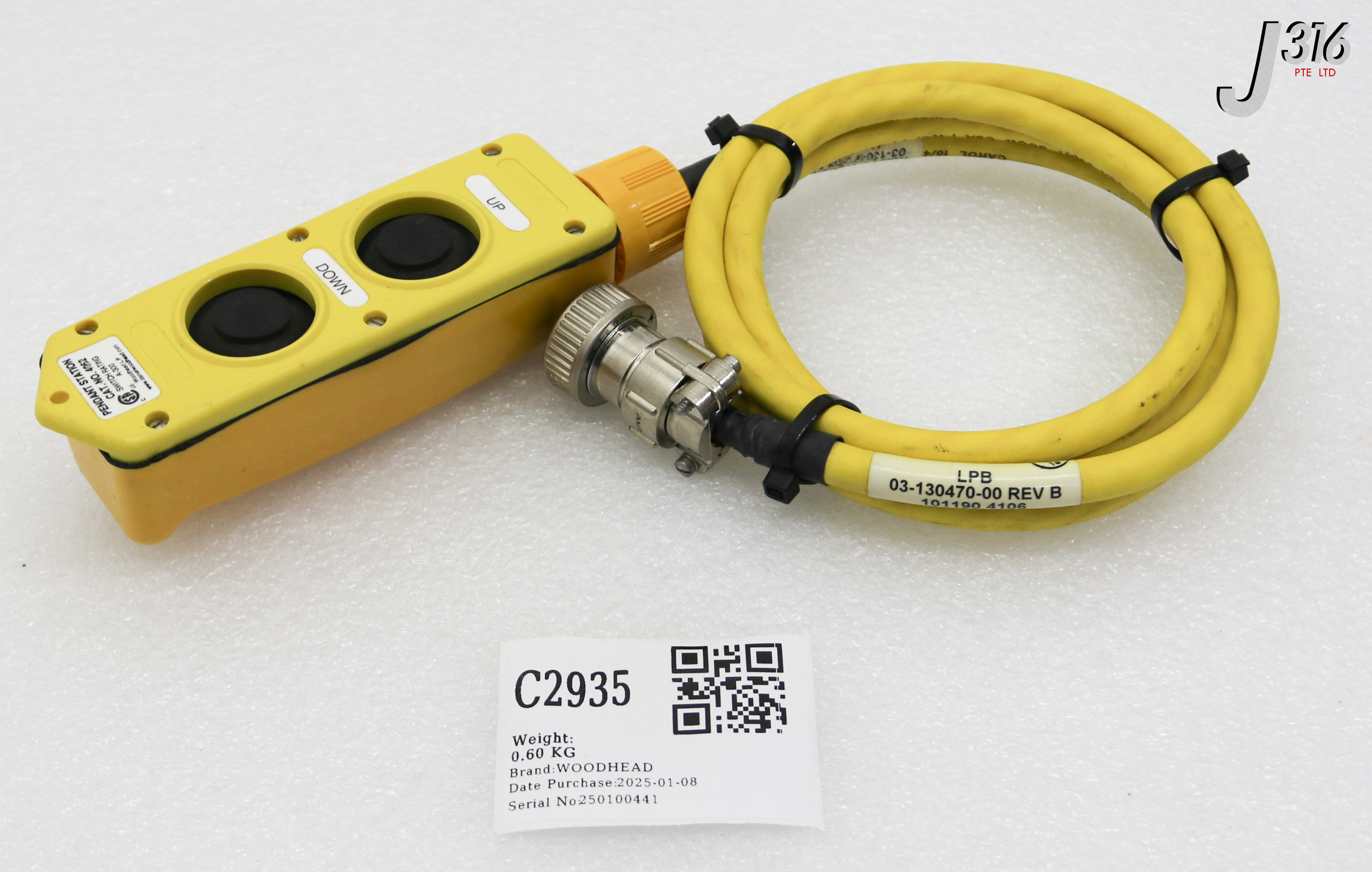 かいと C2935 WOODHEAD 2-BUTTON HOIST CNTRL PENDANT STATION, NOVELLUS 03